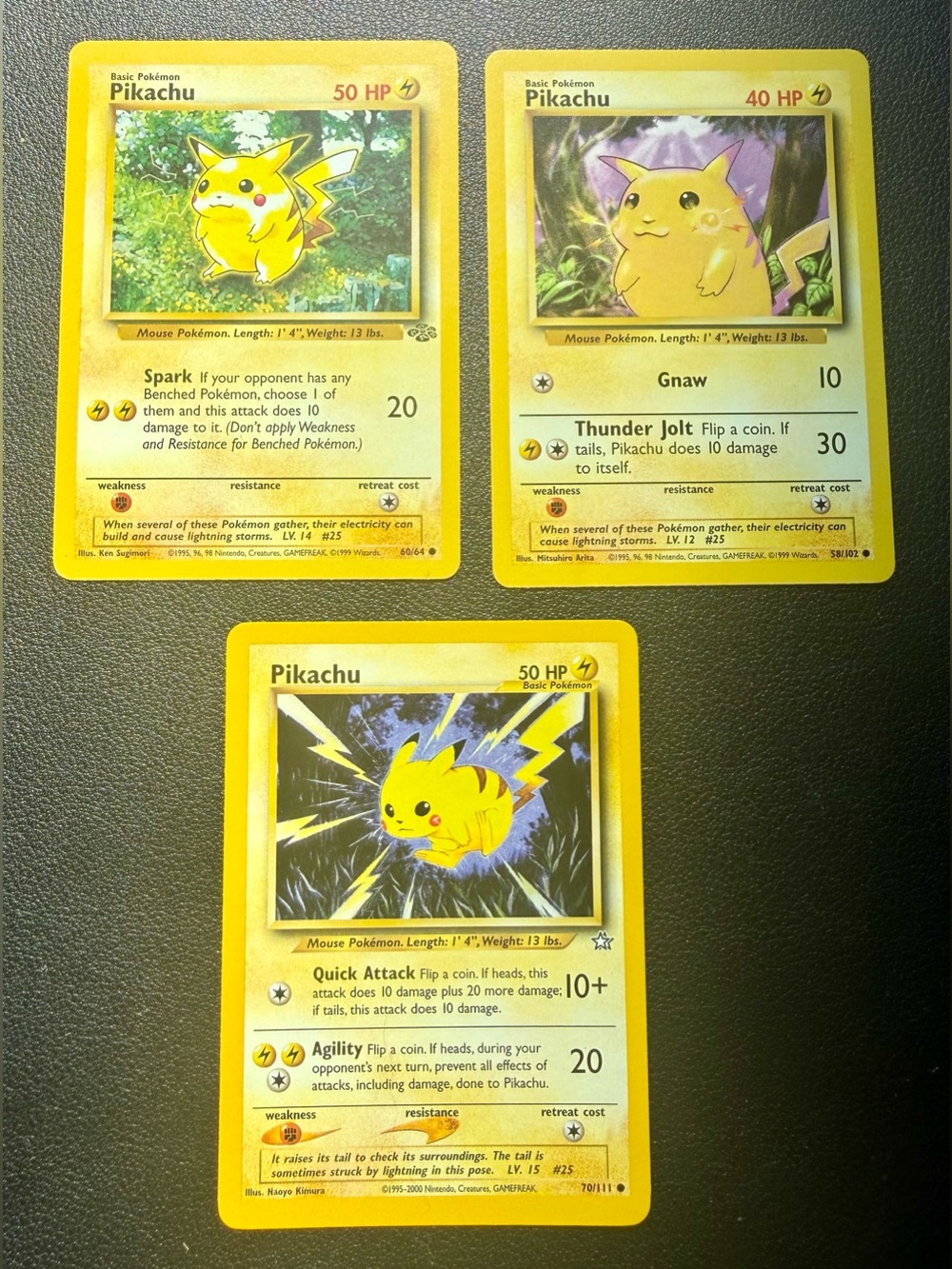 Pokemon - Set of 3 Pikachu Cards